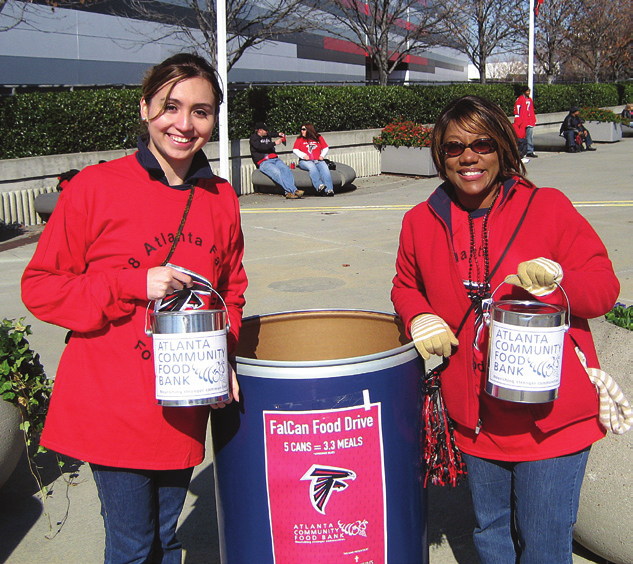 FALCAN FOOD DRIVE ATLANTA FALCONS WOMEN S ASSOCIATION As a standing tradition, each year the Atlanta Falcons partner with the Atlanta Community Food Bank for the annual FalCan Food Drive.