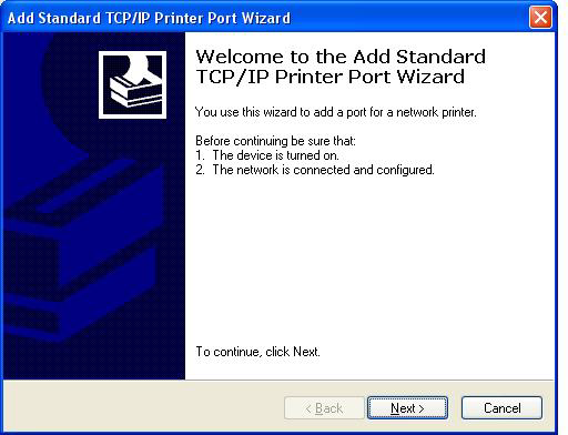 10. In the Add Standard TCP/IPPrinter Port Wizard dialog