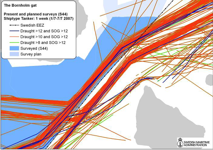 Present and planned surveys (S44) and ship tracks of tankers during