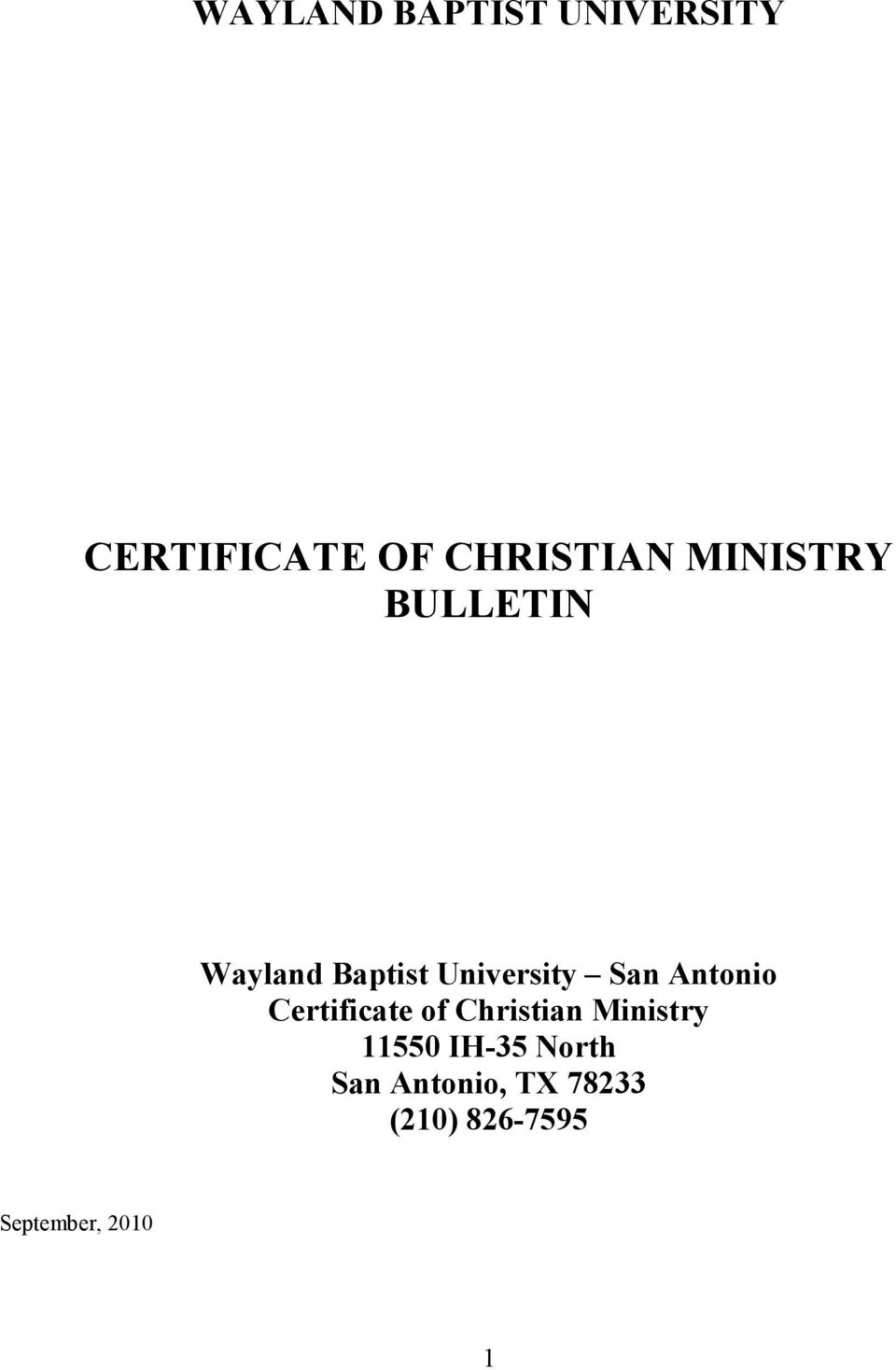 Antonio Certificate of Christian Ministry 11550 IH-35