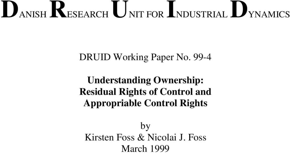 99-4 Understanding Ownership: Residual Rights of