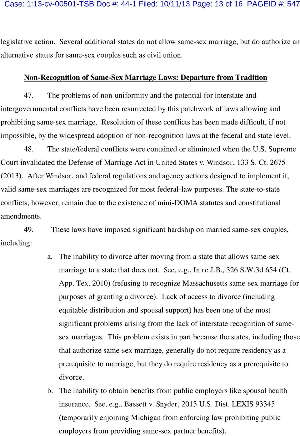 Non-Recognition of Same-Sex Marriage Laws: Departure from Tradition 47.