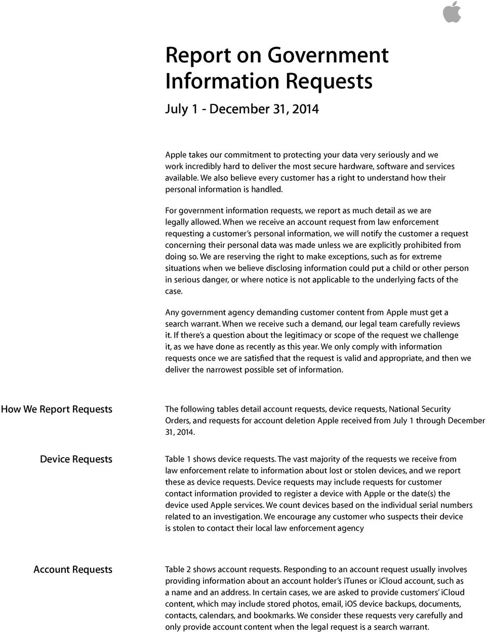 For government information requests, we report as much detail as we are legally allowed.