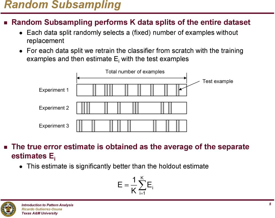 umber of examples Experimet Test example Experimet 2 Experimet 3 The true error estimate is obtaied as the averae of the separate estimates E i