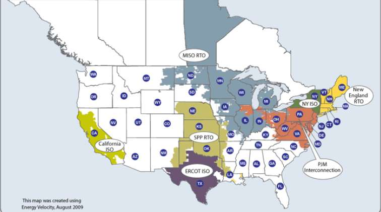 North American energy regions that have restructured their wholesale operations to