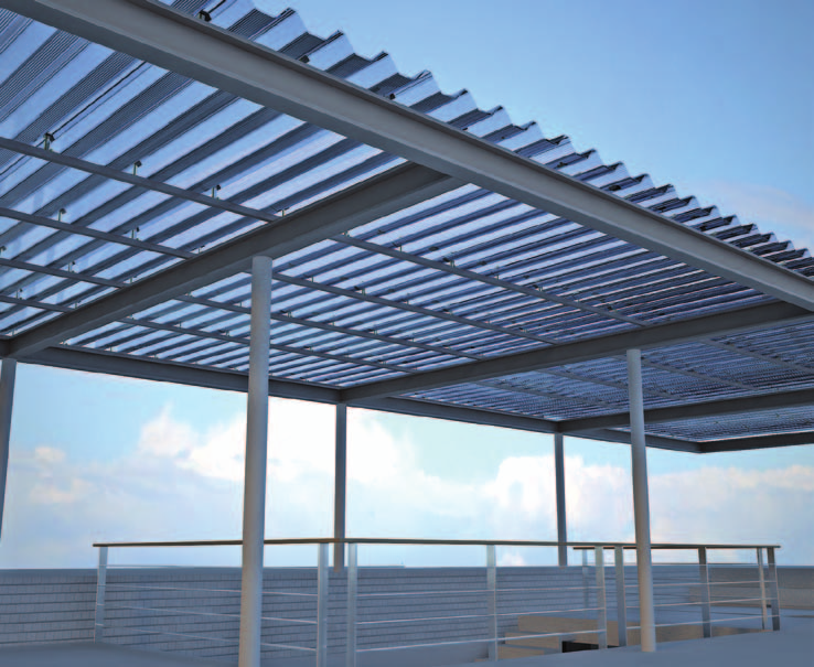 polycarbonate panels. For roofing, recommended minimum slope 7%.
