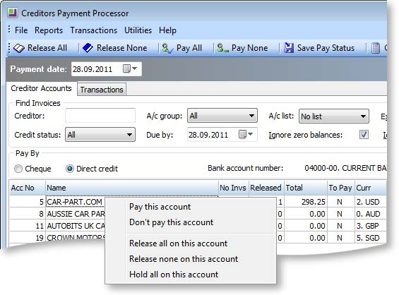 Enter the criteria for selecting invoices to pay: MYOB EXO Finance Enter the Creditor account name and press ENTER if only one Creditor is to be paid, (or use?