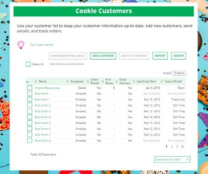 My Cookie Customers Girls can add or import
