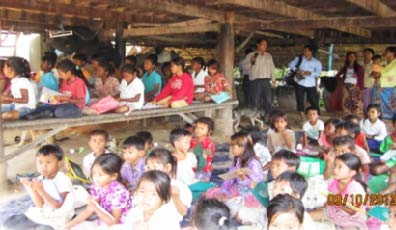Lesson Learned: Organizing Classes during a Flood ChbarAmpov Primary School is located in ChbarAmpov village, ChbarAmpov commune, Batheay district, Kompong Cham province.