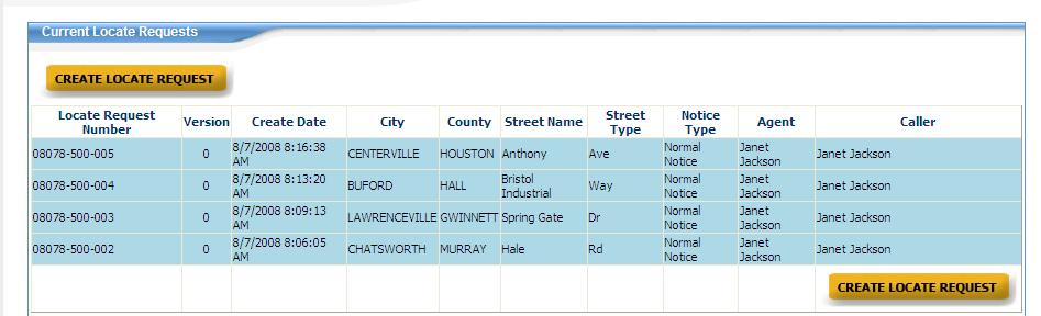 Locate Request Panel The Request Panel allows you to create new locate requests and provides a list of daily locate requests you have created. 1. Click on Request Panel from the top panel. 2.