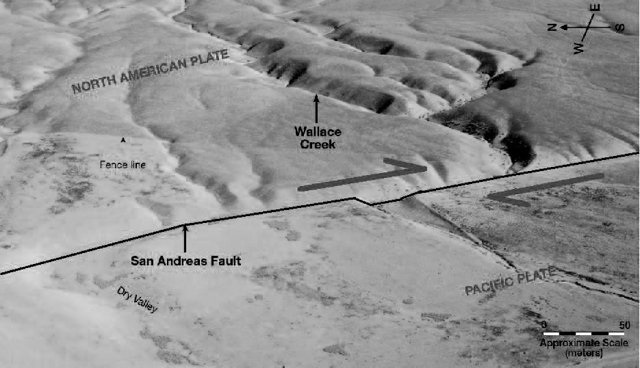 ACTIVITY 16.4: San Andreas Fault Analysis at Wallace Creek 16.4A. 1 and 2. See the completed aerial photograph ahead. 3.