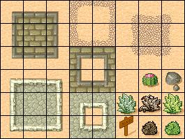 Building a Tower Defense Game The initial sheet used by the tile map contains the "building blocks" of our scenario, and it looks like what is shown in the following screenshot: Starting from this