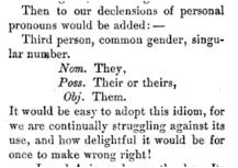 Jan., 1879 p. 3. Despite objections, the new pronoun, like Banquo s ghost, won t go away.