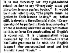 Baron, The words that failed, 31 thar Atlanta Constitution. 21 Mar., 1885, p. 4. A partly humorous response to a critique of the Constitution discussion of pronouns by the Chicago Times.