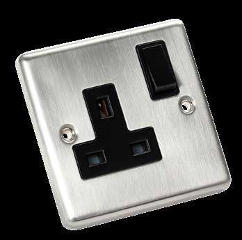 One Electrical Double Switched Socket DP with Black Insert CP1702