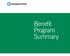 Benefit Program Summary