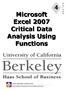 Microsoft Excel 2007 Critical Data Analysis Using Functions
