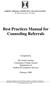 Best Practices Manual for Counseling Referrals