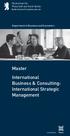 Master International Business & Consulting: International Strategic Management