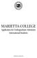 MARIETTA COLLEGE. Application for Undergraduate Admission International Students. admission.marietta.edu