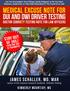 Medical Excuse Note for DUI and DWI Driver Testing Doctor Sobriety Testing Note for Law Officers
