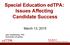 Special Education edtpa: Issues Affecting Candidate Success