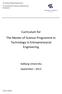 Curriculum for The Master of Science Programme in Technology in Entrepreneurial Engineering