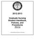 2012-2013 Graduate Nursing Student Handbook, Policies, and Procedures