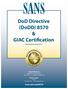DoD Directive (DoDD) 8570 & GIAC Certification