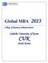Global MBA 2013. Catholic University of Korea CUK. Seoul, Korea. College of Business Administration