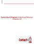 Quick Start Program Advanced Manual ContactWise 9.0