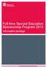 Full-time Special Education Sponsorship Program 2015