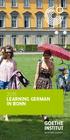 2015 LEARNING GERMAN IN BONN. Sprache. Kultur. Deutschland.