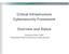 Critical Infrastructure Cybersecurity Framework. Overview and Status. Executive Order 13636 Improving Critical Infrastructure Cybersecurity