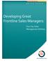 Developing Great Frontline Sales Managers: Four Key Sales Management Abilities