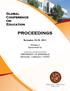 PROCEEDINGS. Global Conference On Education. Volume I Sponsored by. November 18-19, 2011