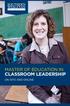 MASTER OF EDUCATION IN CLASSROOM LEADERSHIP ON-SITE AND ONLINE