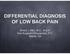DIFFERENTIAL DIAGNOSIS OF LOW BACK PAIN. Arnold J. Weil, M.D., M.B.A. Non-Surgical Orthopaedics, P.C. Atlanta, GA