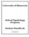 University of Minnesota. School Psychology Program. Student Handbook