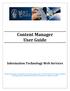 Content Manager User Guide Information Technology Web Services