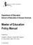 Department of Education School of Education & Human Services Master of Education Policy Manual