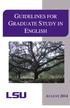 GUIDELINES FOR GRADUATE STUDY IN ENGLISH