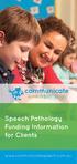 Speech Pathology Funding Information for Clients