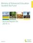 Ministry of Advanced Education Student Aid Fund. Annual Report for 2014-15. saskatchewan.ca