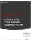 FORMULATING YOUR BUSINESS CONTINUITY PLAN