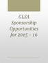 GLSA Sponsorship Opportunities for 2015 16