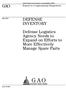 GAO DEFENSE INVENTORY. Defense Logistics Agency Needs to Expand on Efforts to More Effectively Manage Spare Parts. Report to Congressional Requesters