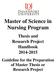 Master of Science in Nursing Program Thesis and Research Project Handbook 2014-2015