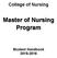 College of Nursing. Master of Nursing Program