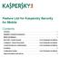 Feature List for Kaspersky Security for Mobile
